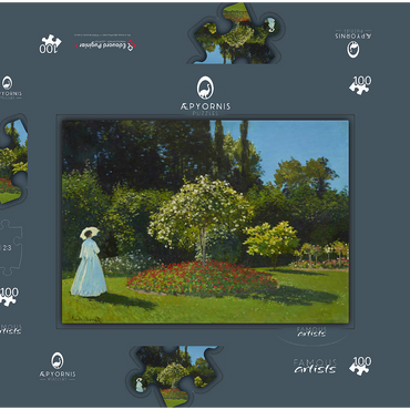 Claude Monet's Lady in the garden (1867) 100 Puzzle Schachtel 3D Modell