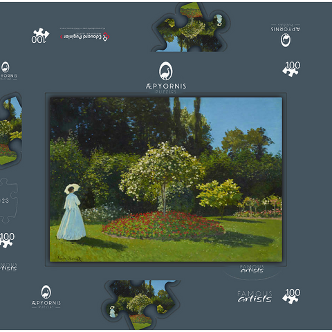 Claude Monet's Lady in the garden (1867) 100 Puzzle Schachtel 3D Modell