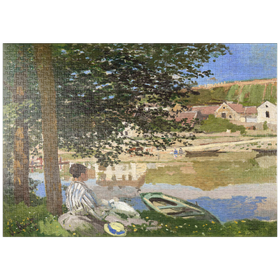 Darstellung des Puzzle Motivs On the Bank of the Seine, Bennecourt (1868) by Claude Monet - Puzzleteile: 1000