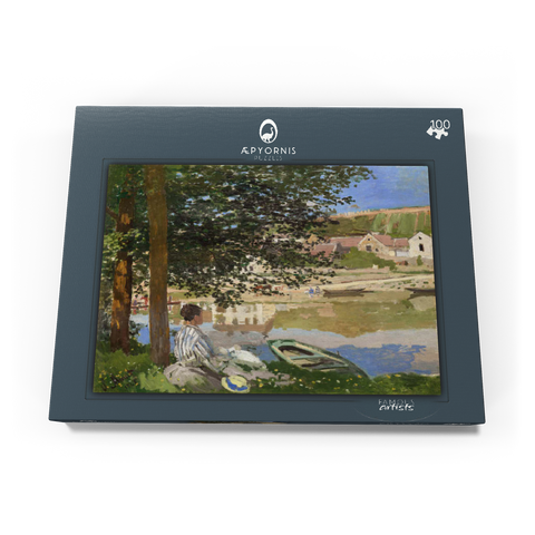 On the Bank of the Seine, Bennecourt (1868) by Claude Monet 100 Puzzle Schachtel Ansicht3