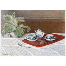 Darstellung des Puzzle Motivs Claude Monet's Still Life, Tea Service (1872) - Puzzleteile: 1000