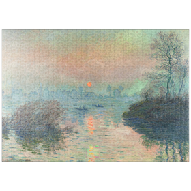 Darstellung des Puzzle Motivs Sun setting on the Seine at Lavacourt (1880) Claude Monet - Puzzleteile: 1000
