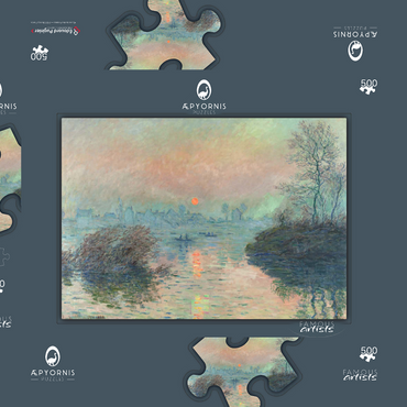 Sun setting on the Seine at Lavacourt (1880) Claude Monet 500 Puzzle Schachtel 3D Modell