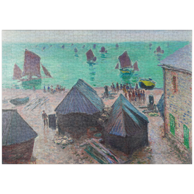 Darstellung des Puzzle-Motivs The Departure of the Boats, Étretat (1885) by Claude Monet – Puzzleteile: 1000