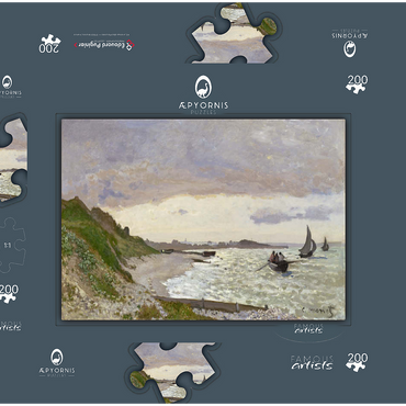 Claude Monet's The Seashore at Sainte-Adresse (1864) 200 Puzzle Schachtel 3D Modell
