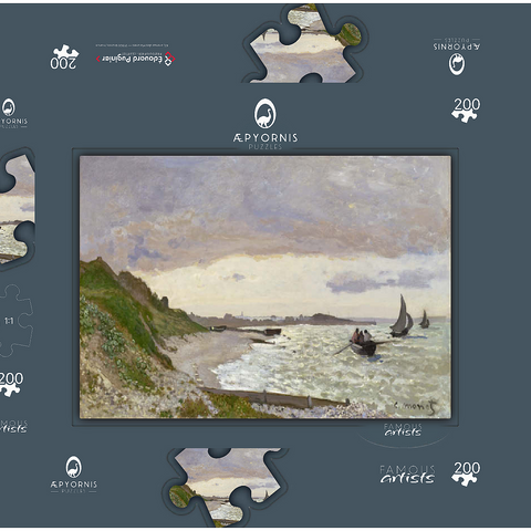 Claude Monet's The Seashore at Sainte-Adresse (1864) 200 Puzzle Schachtel 3D Modell