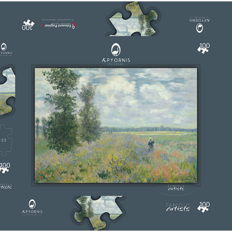 Poppy Fields near Argenteuil (1875) by Claude Monet 100 Puzzle Schachtel 3D Modell