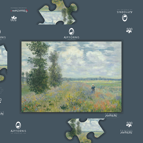 Poppy Fields near Argenteuil (1875) by Claude Monet 500 Puzzle Schachtel 3D Modell