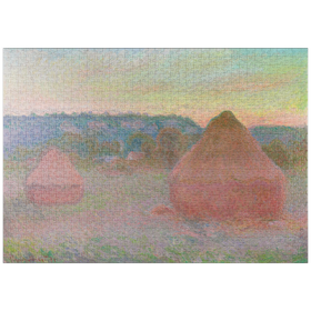 Darstellung des Puzzle Motivs Haystacks, End of Day, Autumn (1890-1891) by Claude Monet - Puzzleteile: 1000