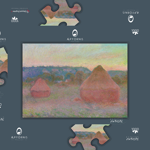 Haystacks, End of Day, Autumn (1890–1891) by Claude Monet 1000 Puzzle Schachtel 3D Modell