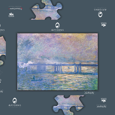 Claude Monet's Charing Cross Bridge (1903) 1000 Puzzle Schachtel 3D Modell