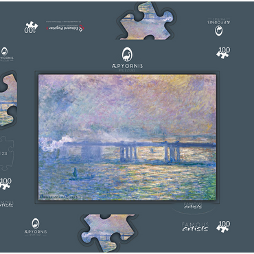 Claude Monet's Charing Cross Bridge (1903) 100 Puzzle Schachtel 3D Modell