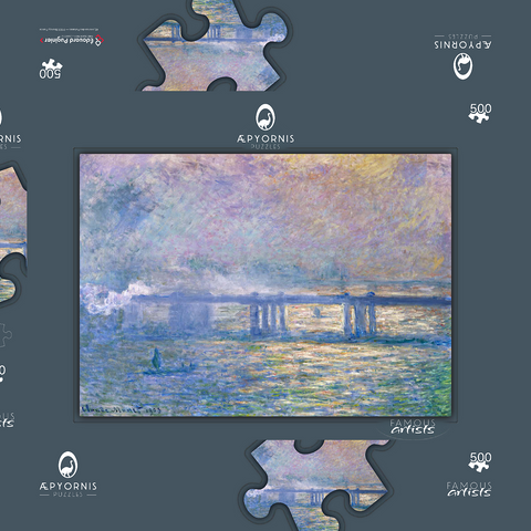 Claude Monet's Charing Cross Bridge (1903) 500 Puzzle Schachtel 3D Modell