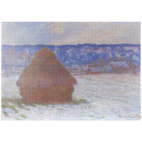 Darstellung des Puzzle-Motivs Stack of Wheat, Snow Effect, Overcast Day (1890-1891) by Claude Monet – Puzzleteile: 1000