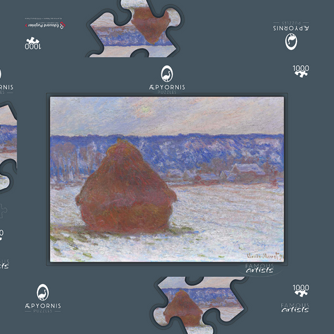 Stack of Wheat, Snow Effect, Overcast Day (1890–1891) by Claude Monet 1000 Puzzle Schachtel 3D Modell