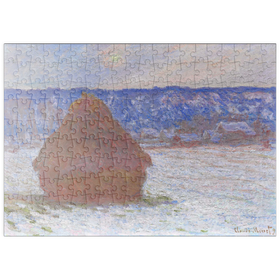 Darstellung des Puzzle-Motivs Stack of Wheat, Snow Effect, Overcast Day (1890-1891) by Claude Monet – Puzzleteile: 200