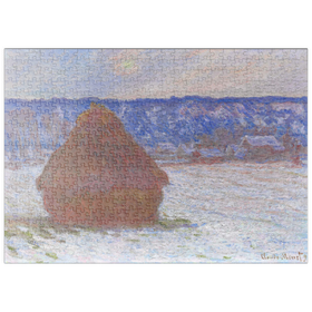 Darstellung des Puzzle Motivs Stack of Wheat, Snow Effect, Overcast Day (1890-1891) by Claude Monet - Puzzleteile: 500