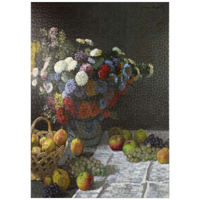 Darstellung des Puzzle-Motivs Still Life with Flowers and Fruit (1869) by Claude Monet – Puzzleteile: 1000