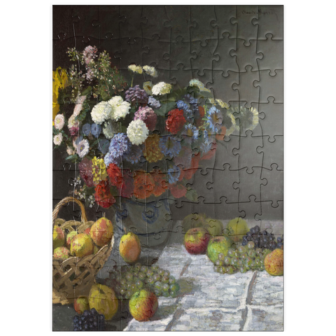 puzzleplate Still Life with Flowers and Fruit (1869) by Claude Monet 100 Puzzle