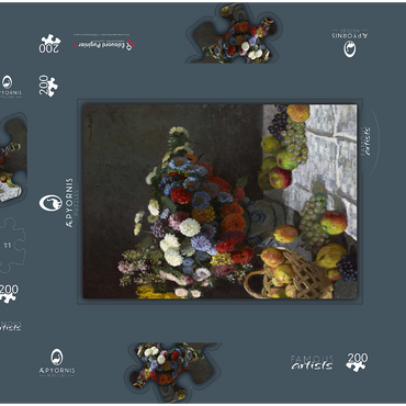 Still Life with Flowers and Fruit (1869) by Claude Monet 200 Puzzle Schachtel 3D Modell