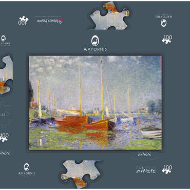 Claude Monet's Red Boats at Argenteuil (1875) 100 Puzzle Schachtel 3D Modell