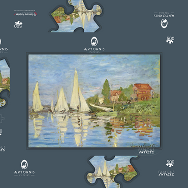 Claude Monet's Regattas at Argenteuil (1872) 500 Puzzle Schachtel 3D Modell