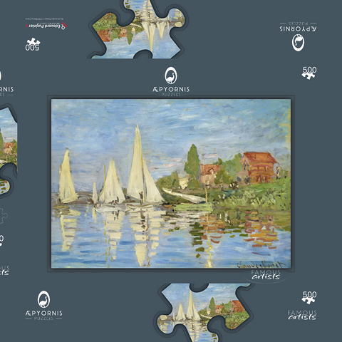 Claude Monet's Regattas at Argenteuil (1872) 500 Puzzle Schachtel 3D Modell