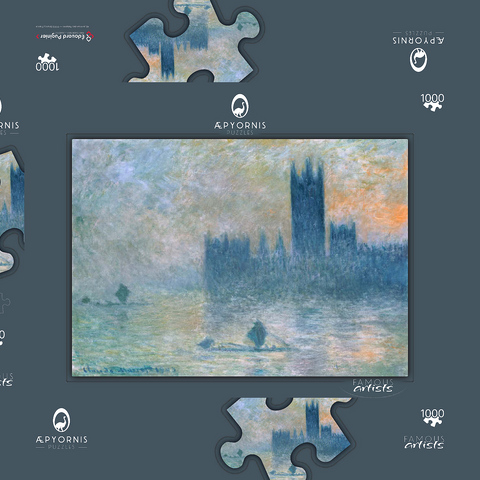 The Houses of Parliament (Effect of Fog) (1903–1904) by Claude Monet 1000 Puzzle Schachtel 3D Modell