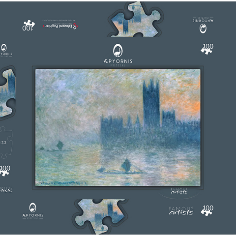 The Houses of Parliament (Effect of Fog) (1903–1904) by Claude Monet 100 Puzzle Schachtel 3D Modell