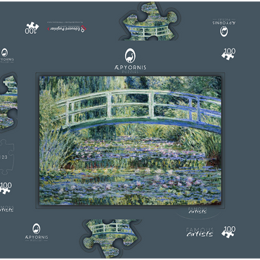 Claude Monet's Water Lilies and Japanese Bridge (1899) 100 Puzzle Schachtel 3D Modell