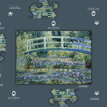 Claude Monet's Water Lilies and Japanese Bridge (1899) 500 Puzzle Schachtel 3D Modell