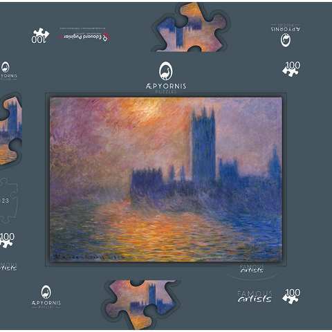 Claude Monet's The Houses of Parliament, Sunset (1904) 100 Puzzle Schachtel 3D Modell