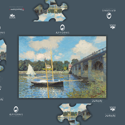 The Bridge at Argenteuil (1874) by Claude Monet 1000 Puzzle Schachtel 3D Modell