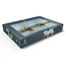 Alternative Darstellung des Puzzle-Motivs Ships Riding on the Seine at Rouen (1872-1873) by Claude Monet – Puzzleteile: 1000