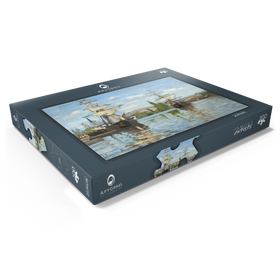 Darstellung des Puzzle Motivs Ships Riding on the Seine at Rouen (1872-1873) by Claude Monet - Puzzleteile: 100