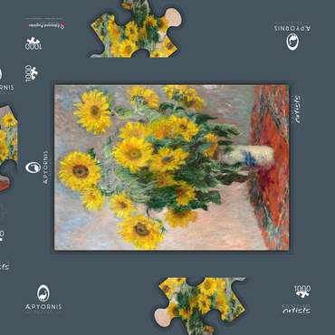 Bouquet of Sunflowers (1881) by Claude Monet 1000 Puzzle Schachtel 3D Modell