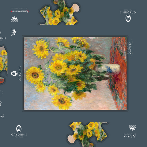 Bouquet of Sunflowers (1881) by Claude Monet 1000 Puzzle Schachtel 3D Modell