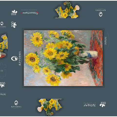 Bouquet of Sunflowers (1881) by Claude Monet 100 Puzzle Schachtel 3D Modell