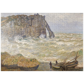 Darstellung des Puzzle Motivs Claude Monet's Stormy Sea in Étretat (1883) - Puzzleteile: 1000