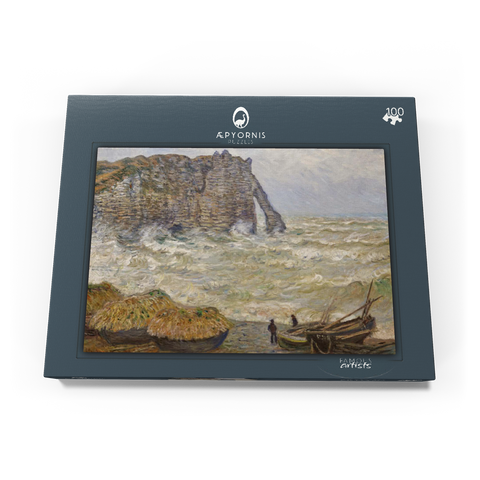 Claude Monet's Stormy Sea in Étretat (1883) 100 Puzzle Schachtel Ansicht3