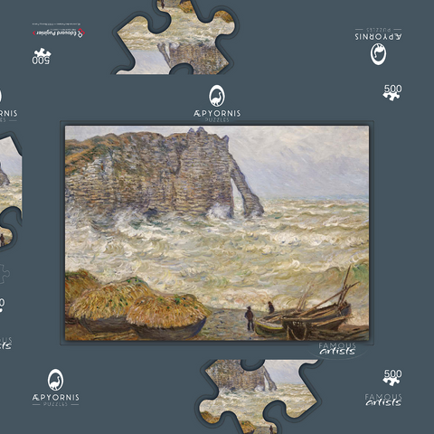 Claude Monet's Stormy Sea in Étretat (1883) 500 Puzzle Schachtel 3D Modell
