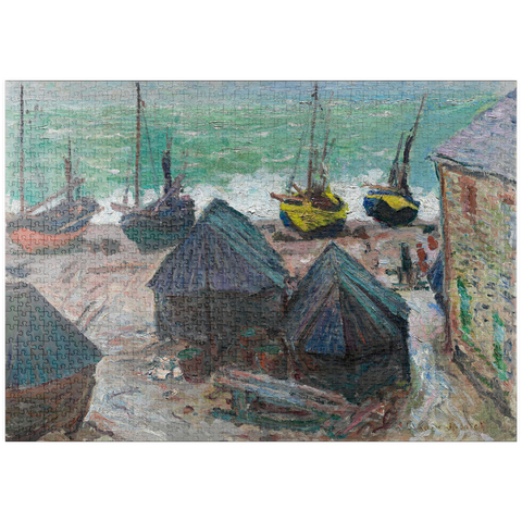 puzzleplate Boats on the Beach at Étretat (1885) by Claude Monet 1000 Puzzle