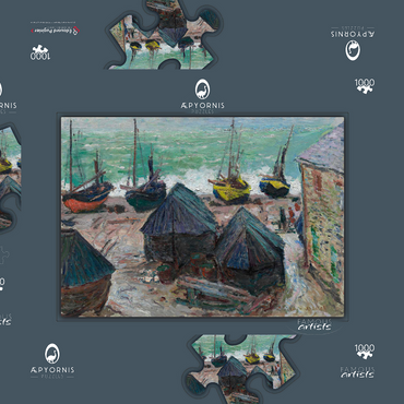 Boats on the Beach at Étretat (1885) by Claude Monet 1000 Puzzle Schachtel 3D Modell