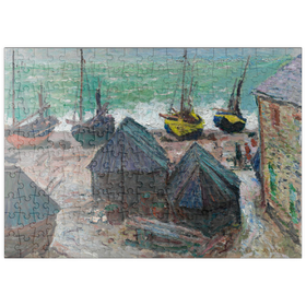 Darstellung des Puzzle-Motivs Boats on the Beach at Étretat (1885) by Claude Monet – Puzzleteile: 200