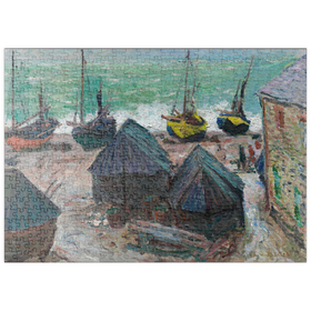 Darstellung des Puzzle-Motivs Boats on the Beach at Étretat (1885) by Claude Monet – Puzzleteile: 500