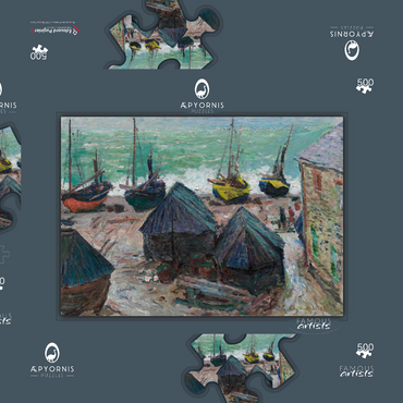Boats on the Beach at Étretat (1885) by Claude Monet 500 Puzzle Schachtel 3D Modell