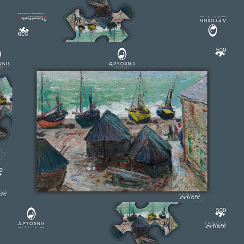 Boats on the Beach at Étretat (1885) by Claude Monet 500 Puzzle Schachtel 3D Modell