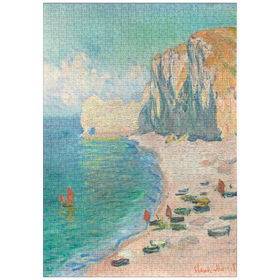 Darstellung des Puzzle-Motivs The Beach and the Falaise d'Amont (1885) by Claude Monet – Puzzleteile: 1000