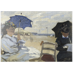 Darstellung des Puzzle-Motivs Claude Monet's The Beach at Trouville (1870) – Puzzleteile: 1000