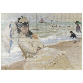 Darstellung des Puzzle-Motivs Camille on the Beach in Trouville (1870) by Claude Monet – Puzzleteile: 200